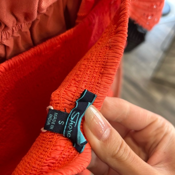 Shore Orange ruffle sleeve emroidered coral Dress - Picture 2 of 3